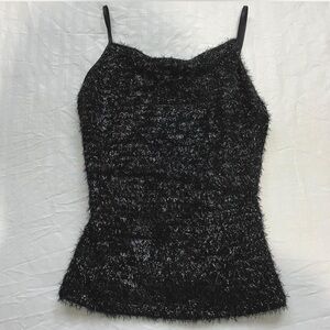 The Limited
Black fuzzy sparkly fitted Cami tank top
New With Tags!
Size: M